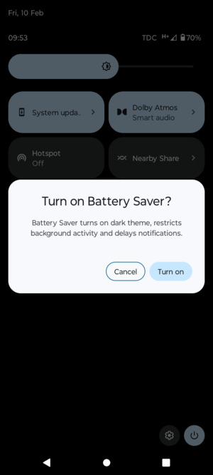 Select Turn on