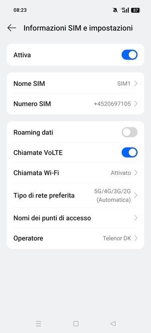 Per modificare la rete, in presenza di problemi, seleziona Operatore