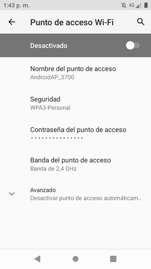 Seleccione Contraseña del punto de acceso