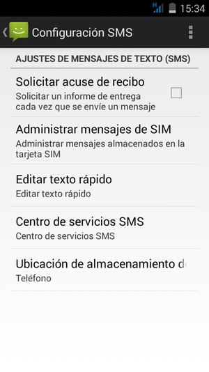 Seleccione Centro de servicios SMS