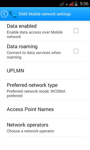 Select Preferred network type