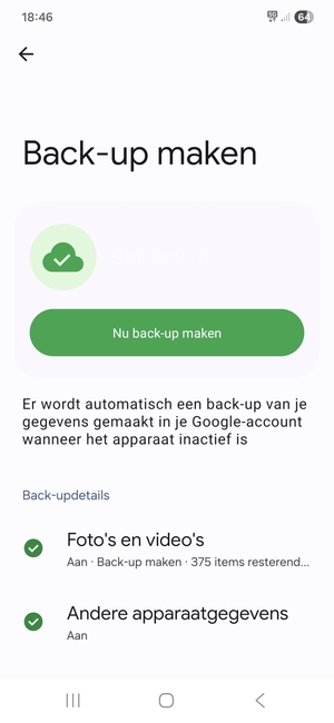 Selecteer Nu back-up maken