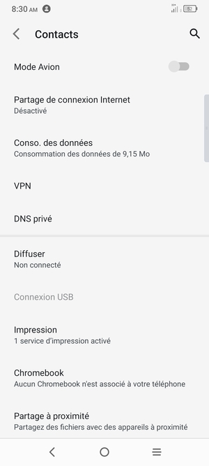 Sélectionnez Partage de connexion Internet