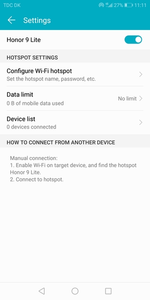 Your phone is now set up for use as a modem