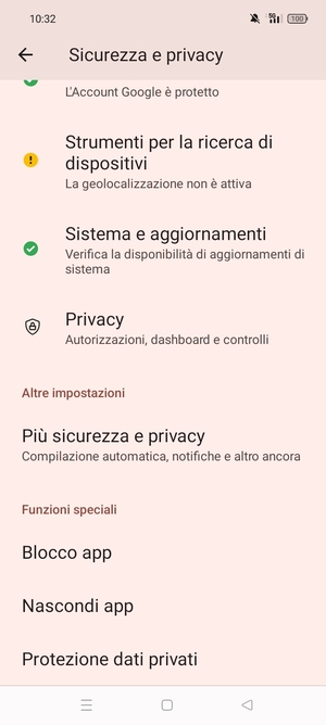 Scorri e seleziona Piú sicurezza e privacy