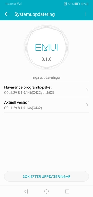 Om din telefon är uppdaterad, kommer du att se följande skärm