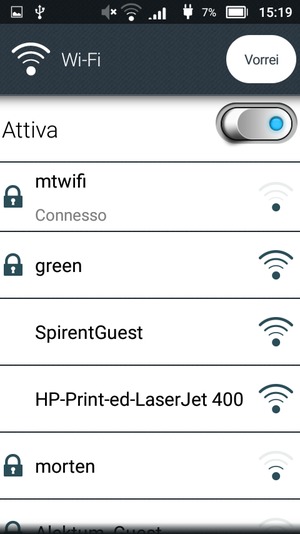Ora sei connesso alla rete Wi-Fi