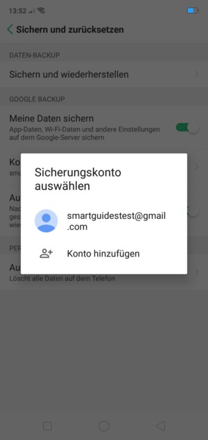 Wählen Sie Ihr Konto für Backup