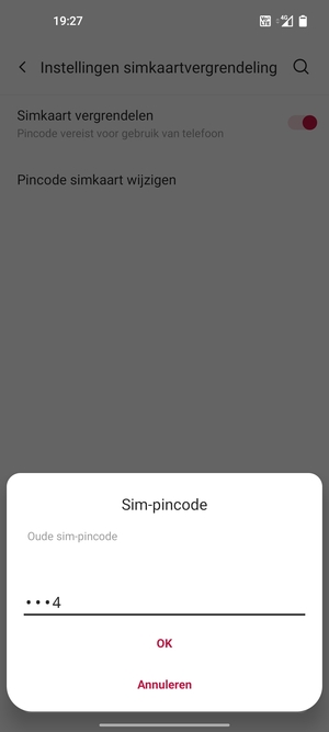 Voer uw Oude sim-pincode in en selecteer OK