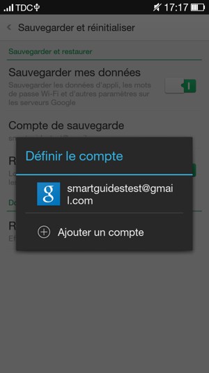 Sélectionnez votre compte de sauvegarde