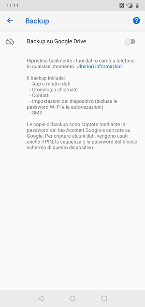 Attiva Backup su Google Drive