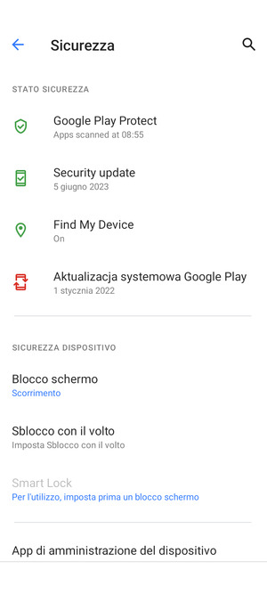Seleziona Blocco schermo
