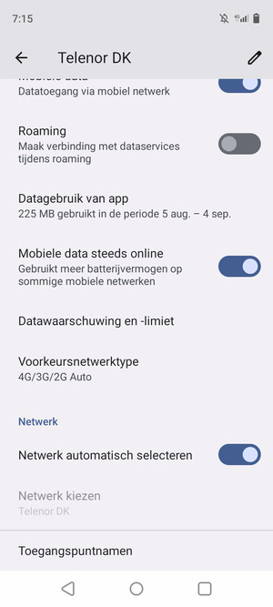 Scroll naar en selecteer Toegangspuntnamen