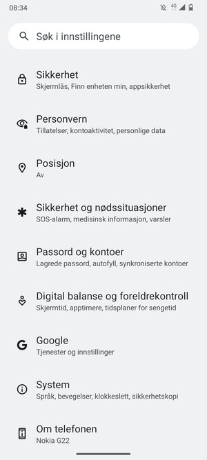 Bla til og velg Sikkerhet