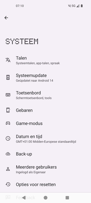 Selecteer Systeemupdate
