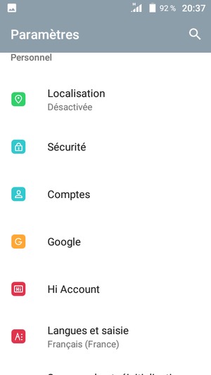Faites défiler et sélectionnez Sécurité