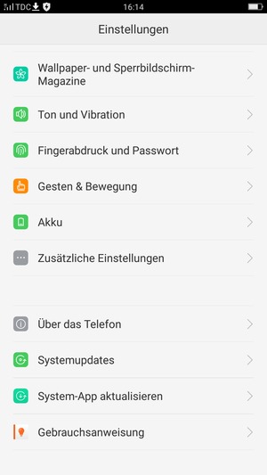 Um Ihre Bildschirmsperre zu aktivieren, gehen Sie zum Einstellungen Menü und wählen Sie  Fingerabdruck und Passwort