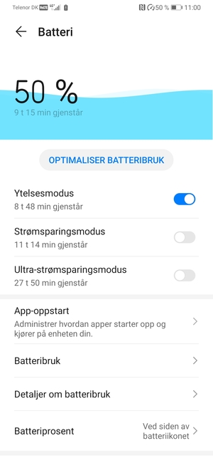 For å aktivere Ultra-strømsparingsmodus, slå på Ultra-strømsparingsmodus
