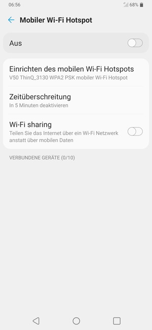 Wählen Sie Einrichten des mobilen Wi-Fi Hotspots