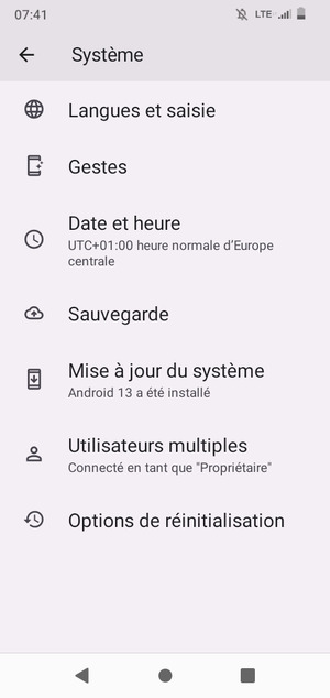 Sélectionnez Mise à jour du système