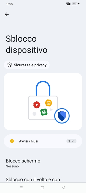 Seleziona Blocco schermo