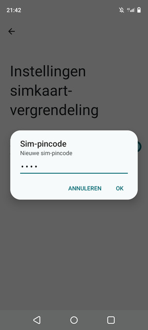Voer uw Nieuwe sim-pincode in en selecteer OK