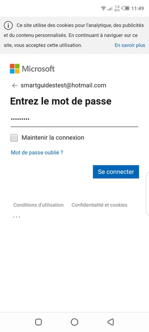 Saisissez votre mot de passe et sélectionnez Se connecter