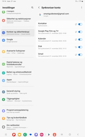 Dine kontakter fra Google vil synkroniseres til din Galaxy