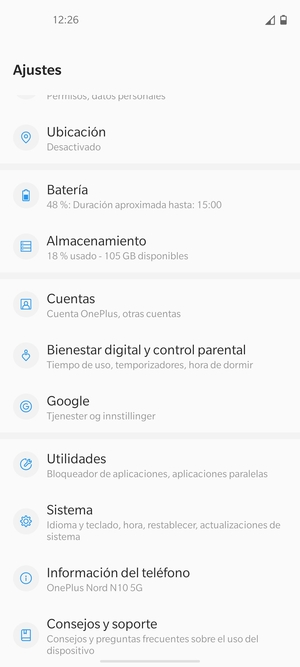 Desplácese y seleccione Sistema