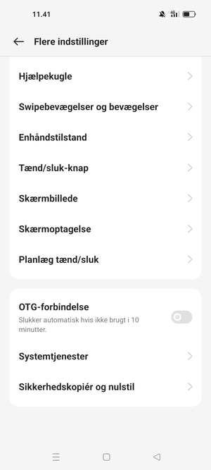 Scroll til og vælg Sikkerhedskopiér og nulstil