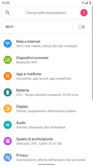 Seleziona Rete e Internet