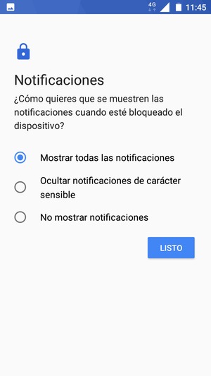Seleccione la opción deseada y seleccione LISTO