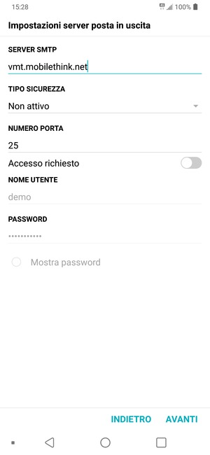 Disattiva Accesso richiesto e seleziona AVANTI