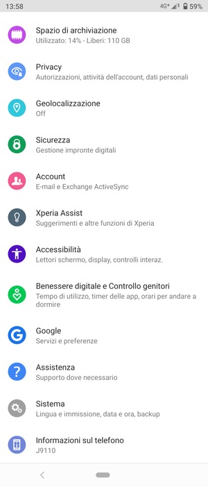 Scorri e seleziona Sicurezza
