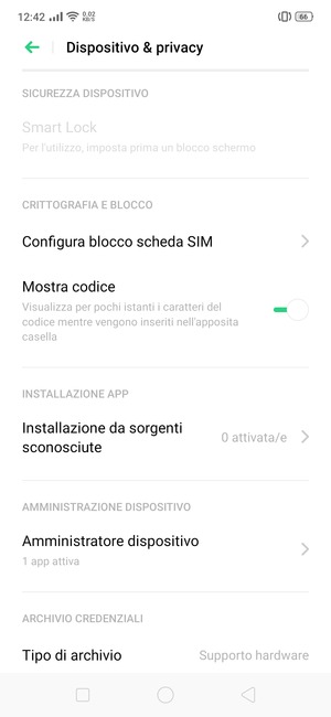 Seleziona Configura blocco scheda SIM