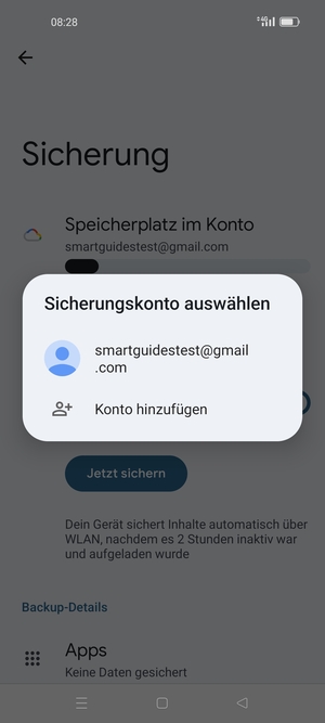 Wählen Sie Ihr Konto für Backup
