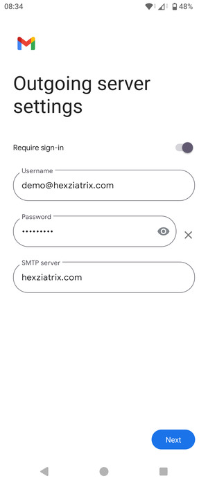 Enter Outgoing server address and select Next
