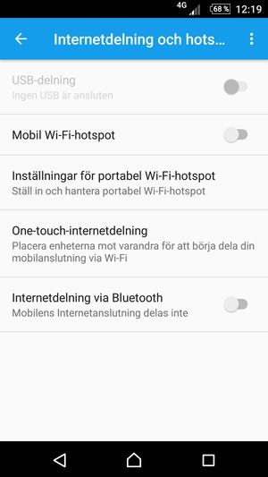 Välj Inställningar för portabel Wi-Fi-hotspot