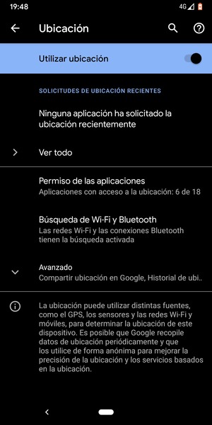 Desactive Utilizar ubicación
