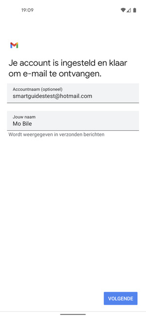 Geef uw account een naam en voer uw naam in. Selecteer VOLGENDE