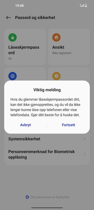 Velg Fortsett