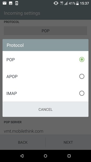 Select POP or IMAP