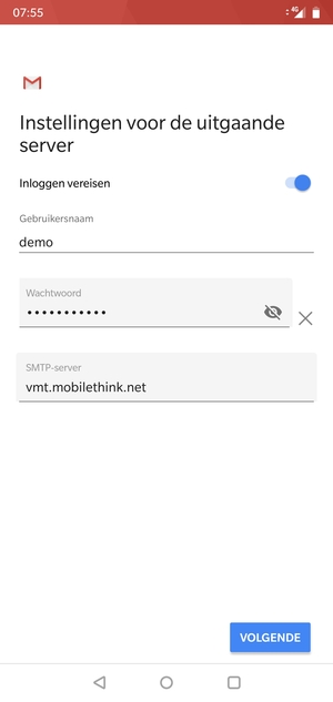Voer Uitgaand serveradres in
