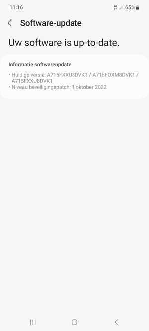 Als uw telefoon up-to-date is, zult u het volgende scherm zien