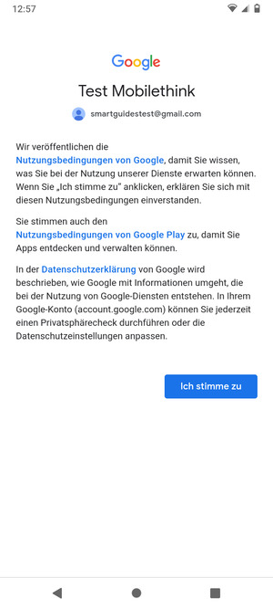 Wählen Sie Ich stimme zu