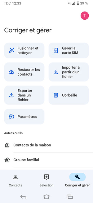 Sélectionnez Gérer la carte SIM