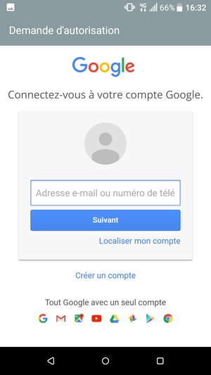 Saisissez votre adresse Gmail et sélectionnez Suivant