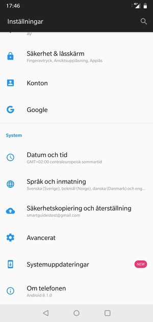 Återgå till Inställningar-menyn och välj Konton
