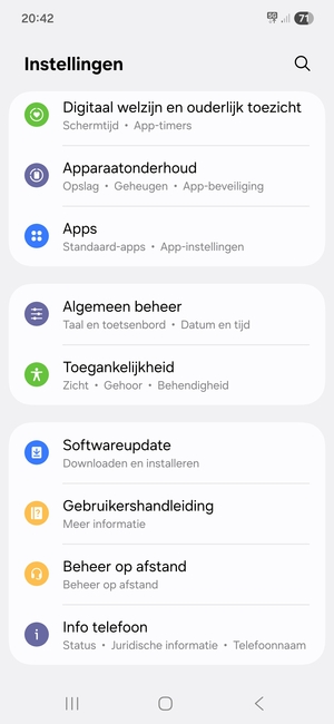 Scroll naar en selecteer Softwareupdate
