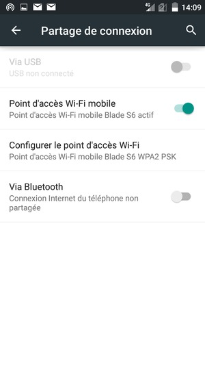 Votre téléphone est maintenant configuré pour être utilisé comme modem